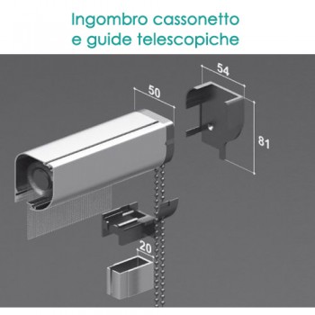 Zanzariera a catenella con guide telescopiche su misura | Cassonetto 40 o 50 mm